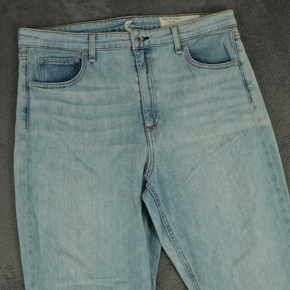 rag & bone Nina High-Rise Ankle Cigarette Jean Women 32/34x26 Light Blue Raw Hem